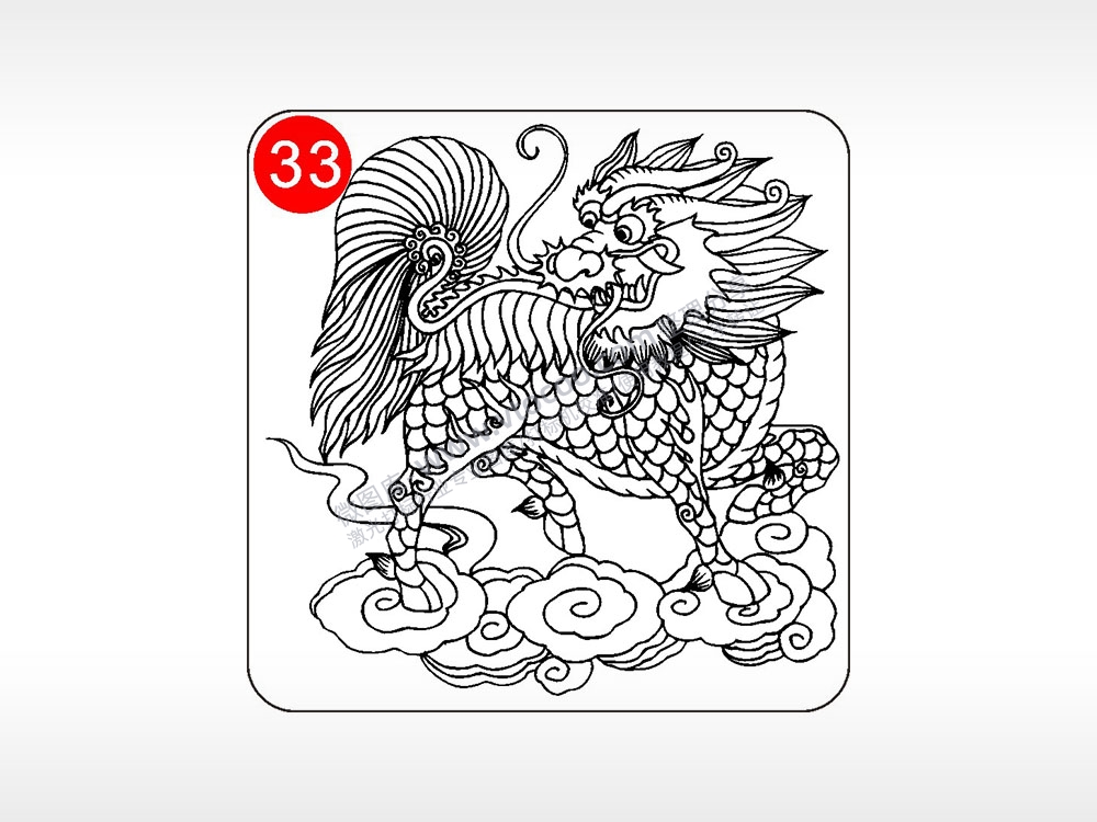 催财升官麒麟貔貅神兽图腾AI8.0格式激光打标文件通用矢量图