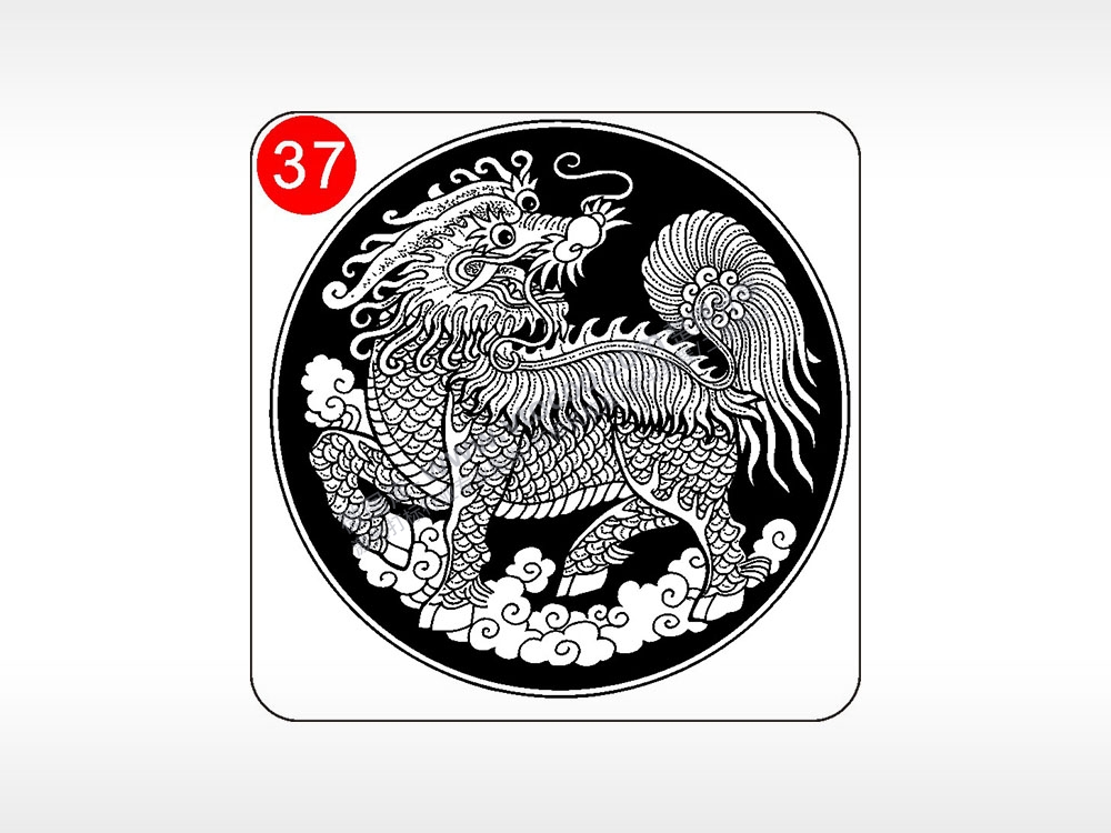 吉祥如意麒麟貔貅神兽图腾AI8.0格式激光打标文件通用矢量图