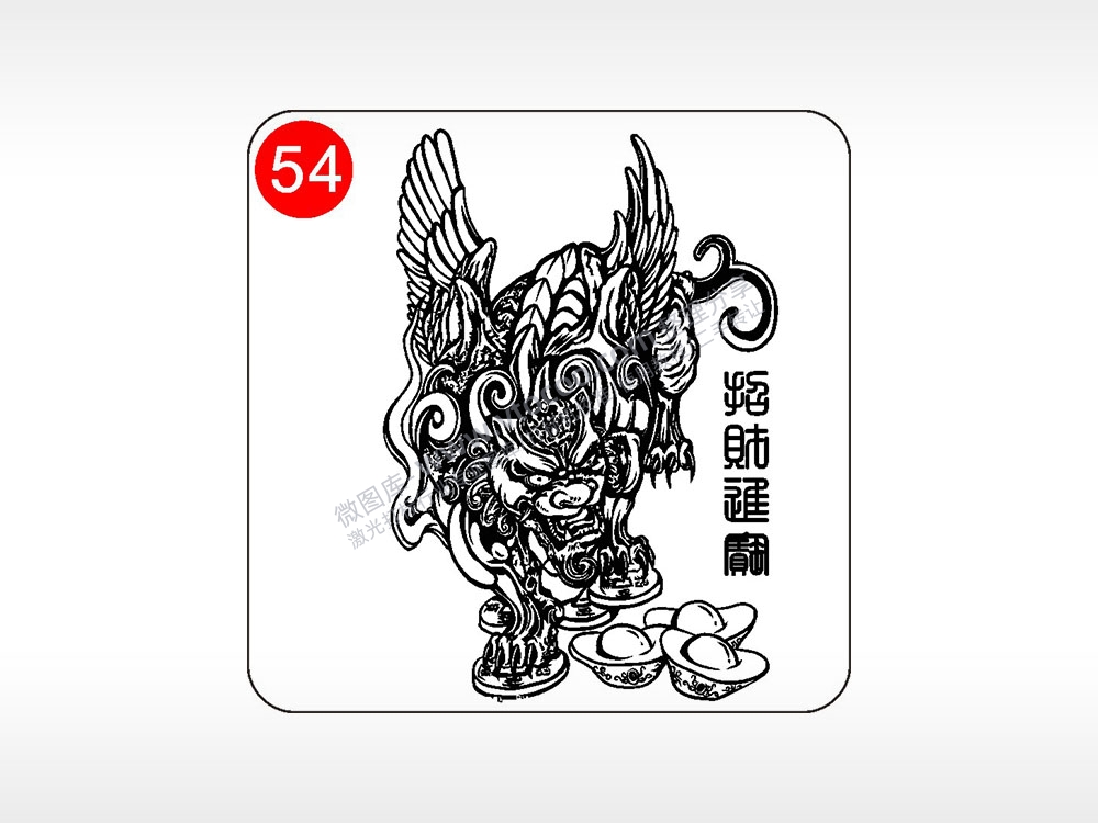 招财进宝麒麟貔貅神兽图腾AI8.0格式激光打标文件通用矢量图