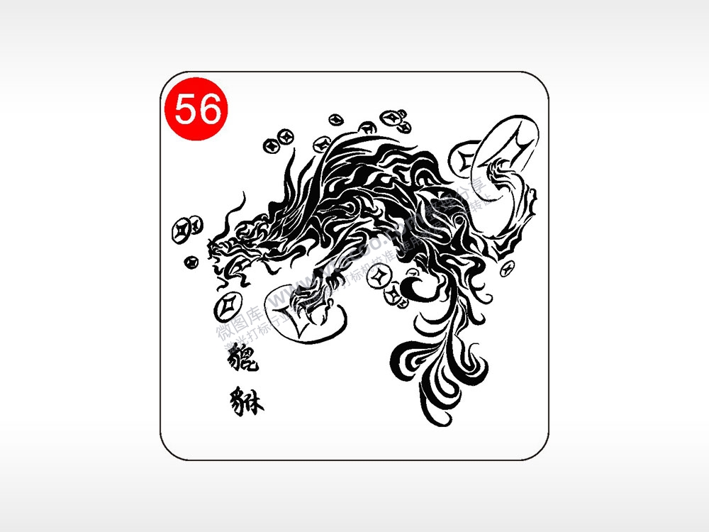 招财进宝麒麟貔貅神兽图腾AI8.0格式激光打标文件通用矢量图