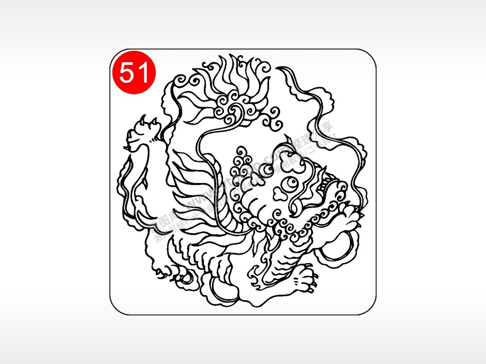 辟邪化煞麒麟貔貅神兽图腾AI8.0格式激光打标文件通用矢量图