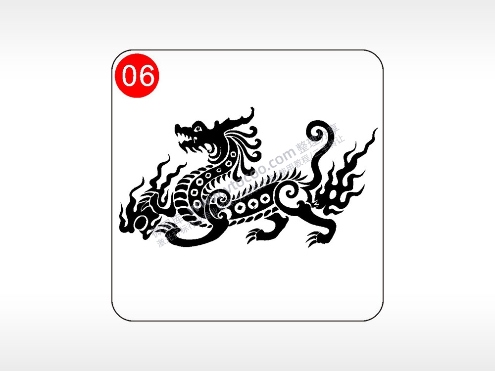 火麒麟貔貅神兽图腾AI8.0格式激光打标文件通用矢量图