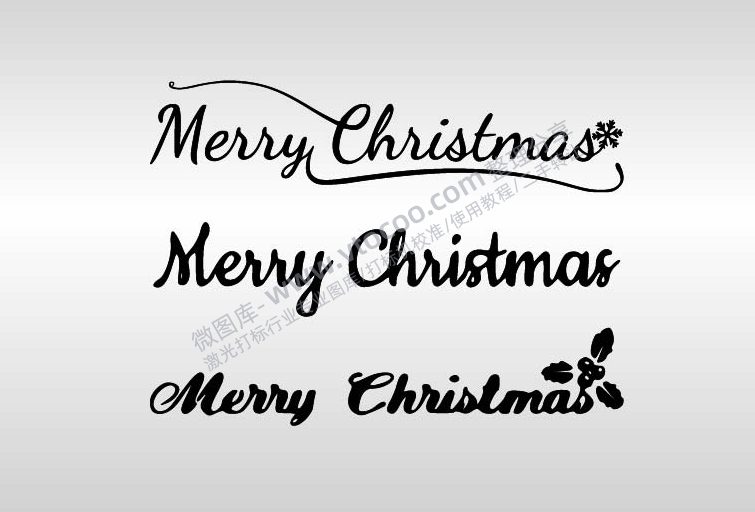 圣诞快乐书法文字节日祝福艺术字组合AI8.0格式激光打标文件通用矢量图-01