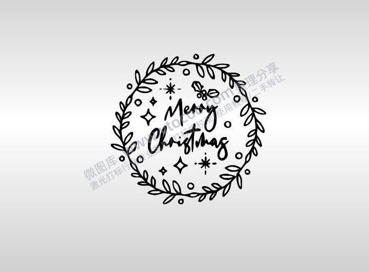 圣诞节节日祝福涂鸦AI8.0格式激光打标文件通用矢量图